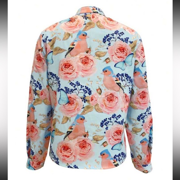 Boho floral print button down top - Picture 2 of 4